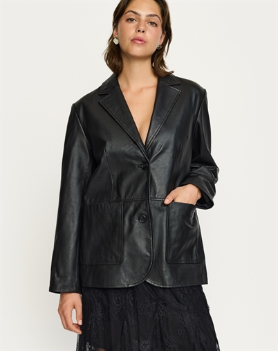 Soft Rebels - SRDella Leather Blazer - Black